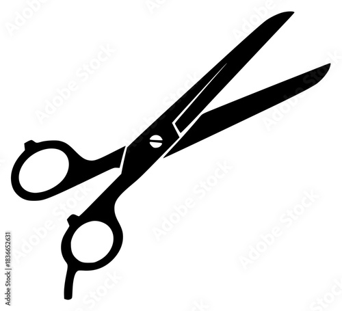 A pair of scissors on a , black, icon, profile, scissors, shear, tool, against transparent background