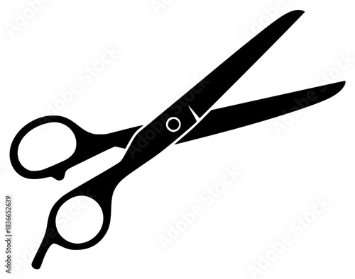 A pair of black scissors on a , black, icon, profile, scissors, shear, against transparent background