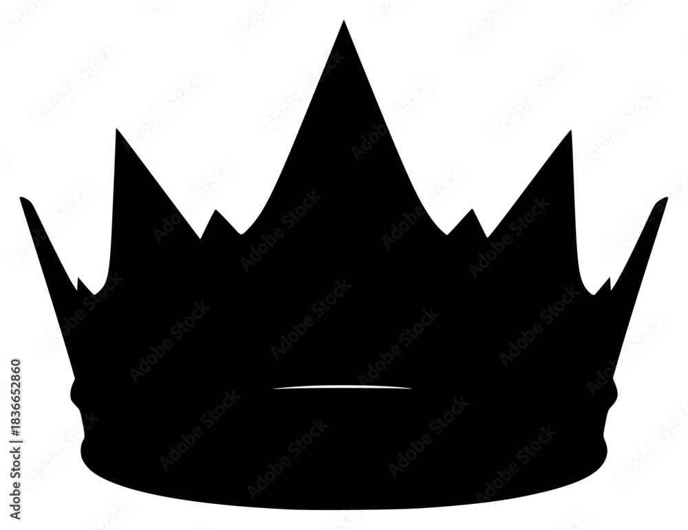 Fototapeta premium A black silhouette of a crown on a , black, crown, illustration, profile, against transparent background