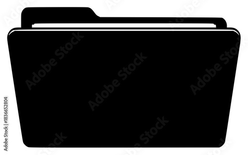 A black folder icon on a , binder, black, briefcase, clipboard, file, folder, icon, illustration, profile, against transparent background