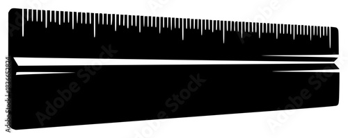 A black and white silhouette of a ruler, black, eraser, illustration, line, measuring tape, pencil, ruler, stapler, tool, against transparent background