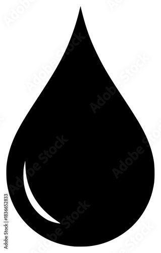 A black and white silhouette of a drop of water, black, drop, icon, illustration, liquid, playing card, profile, tail, water drop, against transparent background
