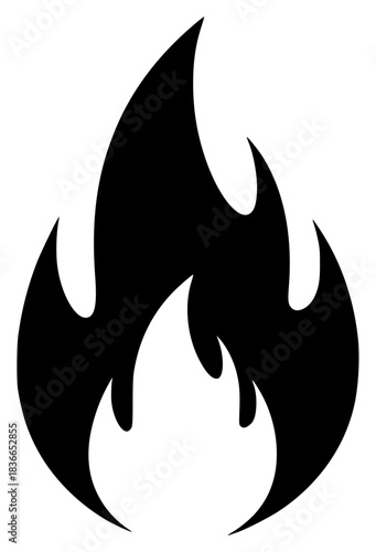 A black and white silhouette of a stylized flame, avatar, black, illustration, logo, profile, symbol, against transparent background