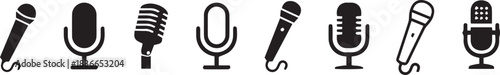 Microphone Icons set. variant microphone icon. Karaoke mic. Podcast microphone. web and mobile icons. vector illustration