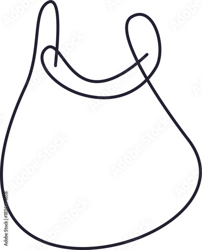 Simple black outline drawing of a baby bib on a white background.