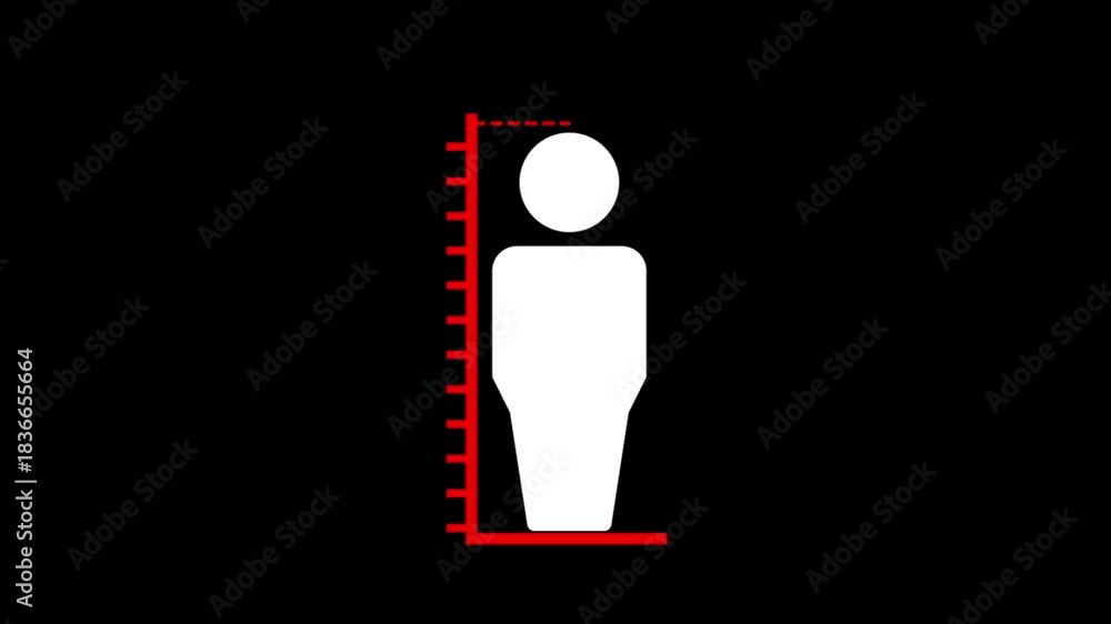 Measuring height body icon, man tall scale measuring animation ...