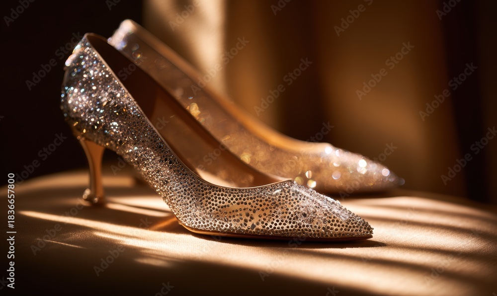 Naklejka premium Two high heels with glitter on them