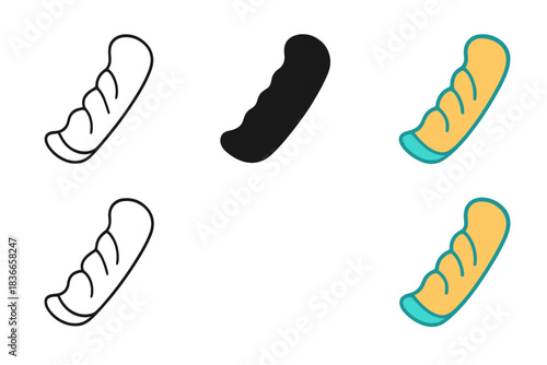 Stylish Tool Handles. Curved tool handle with finger grooves for optimal grip, abstract minimal vector design, first in line style