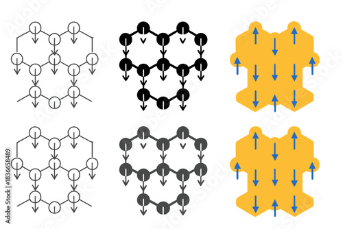 Spin Liquid Lattice. Honeycomb lattice model of spin liquid state, alternating arrows showing magnetic correlations without