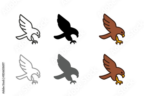 Hawk's Striking Moment. Hawk Prey Talon, clean modern icon capturing the moment of strike in precise balance and energy, first in