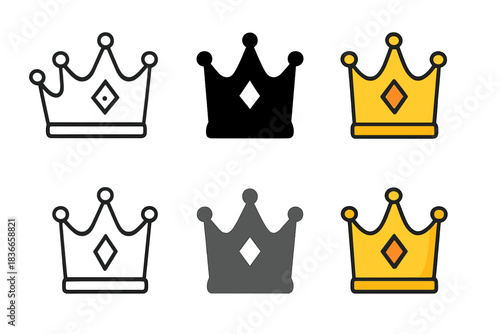 Regal Crown Designs. Crown with five arches and one radiant jewel on front, smooth royal proportions, first in line style with