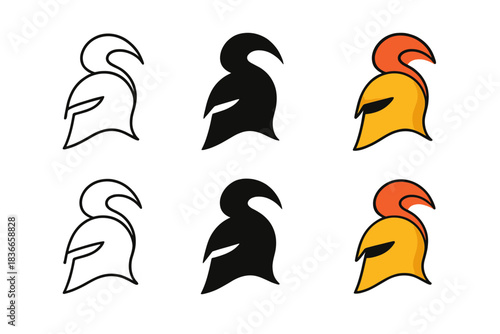 Dynamic Helmets Design. Helmet with plume forming wave shape above visor, sleek and dynamic silhouette, first in line style with