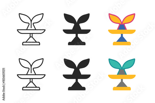 Tail Fin Style Evolution. Tail Fin Balance first in line style with thin outline, second in solid style filled shape, third in