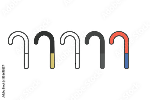 Diverse Canopy Handles. Canopy Curve Handle first in line style with thin outline, second in solid style filled shape, third in