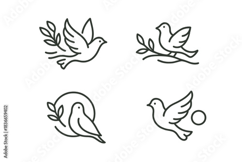 Harmony of Bird and Branch. Icons for: motion tying wing, sprig, and calm, gentle flow uniting branch and bird, soft rhythm