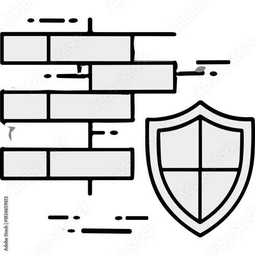 Digital Network Security Shield Protecting Data Flow Blocks Cyber Threats with Firewalls and Firewalls Protecting Information from Unauthorized Access in a Dark Abstract Background