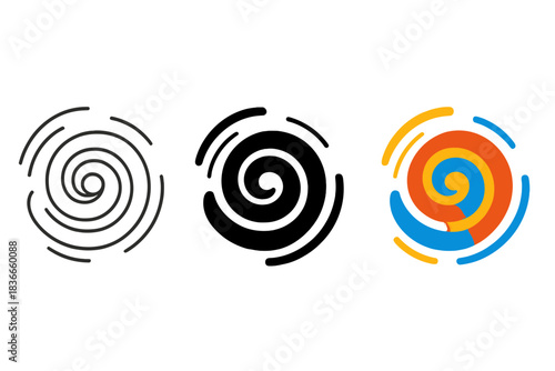 Spiraling Energy Artistry. Abstract spiral composition merging clay rings and dynamic rotational energy, first in line style with