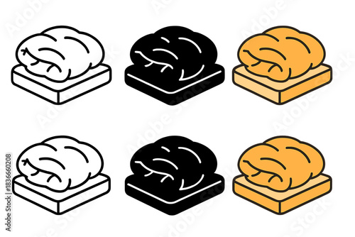 Cozy Comforter Designs. Fluffy comforter on mattress with gentle puff and layered stitching, cozy abstract icon, minimal vector