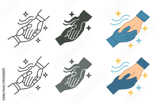 Futuristic Grief Support. Robot hand gently holding human hand with glowing connection lines, abstract algorithmic grief support,