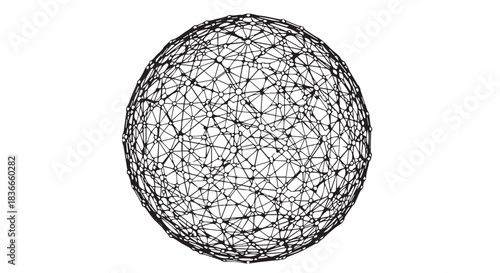 Intricate 3D wireframe sphere with geometric lattice design.