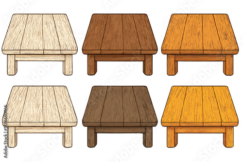 Textured Wooden Table Surface. Top view of circular stone basin filled with rippling water, ladle resting on bamboo support,