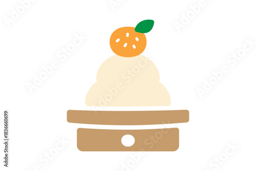 かわいいシンプルな鏡餅のイラスト素材