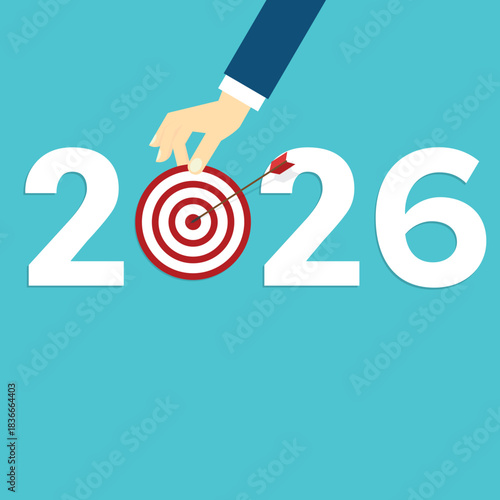 Hand holding business target for a year 2026