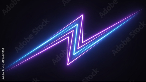 Dynamic and vibrant neon lightning bolt, showcasing modern technological innovation, set against a dark backdrop to highlight the neon glow.  vector illustration