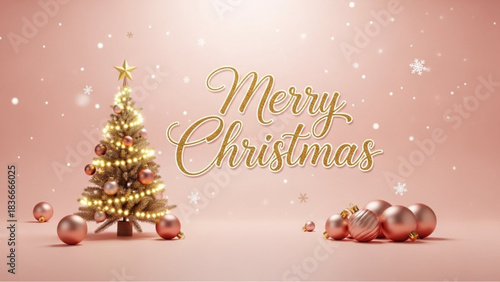 An elegant holiday design with a beautifully decorated Christmas tree, glistening ornaments, and the warm message Merry Christmas conveys joy. vector illustration