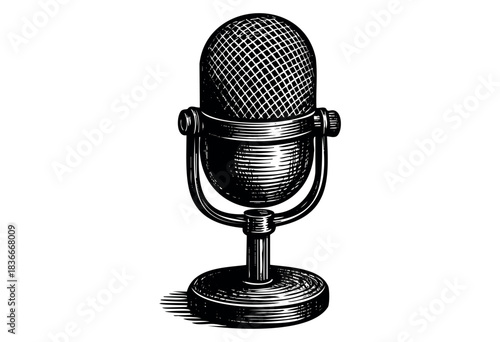 Vintage style microphone isolated on white background — stock vector.