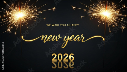 New Year 2026 Celebration with Sparklers vector illustration