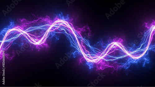 A vibrant neon wave energy dances, illuminating the darkness with its electrifying energy, a testament to the dynamic interplay of light.  vector illustration