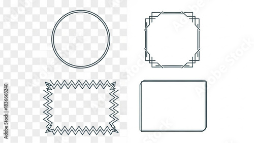 Elegant minimalist frames, meticulously crafted with geometric precision, offers versatile design elements perfect for embellishing any creative composition. vector illustration