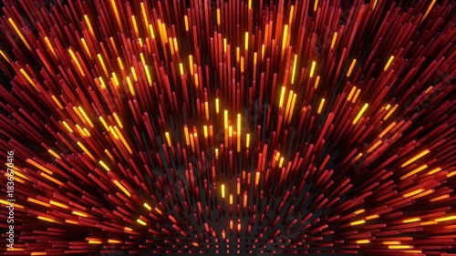 Red Orange Heatmap 3D Bars: Top-Down Volume Analysis Abstract Data Loop.