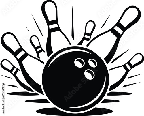 Bowling Ball Hitting Pins 