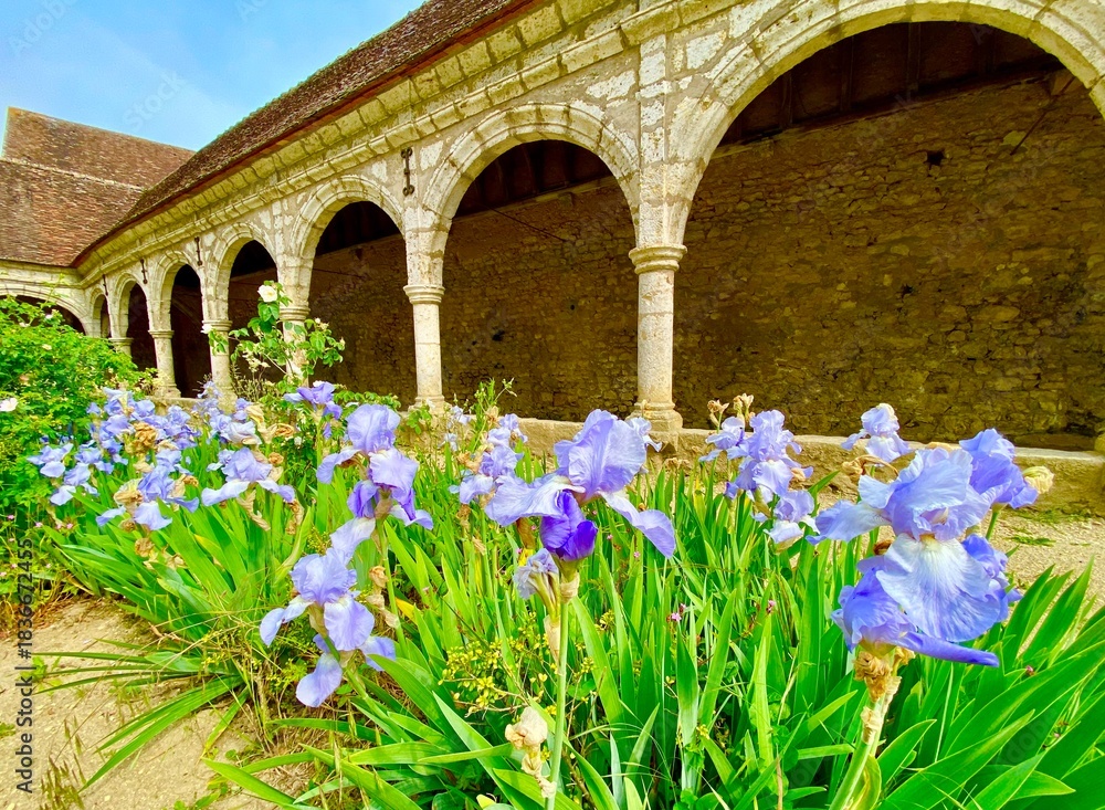 Obraz premium garden of the church in the village of Donnemarie-Dontilly
