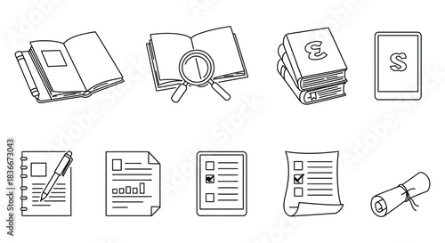 educational resources concept study materials and learning tools for success including books paper and electronic devices suitable for academic illustration.