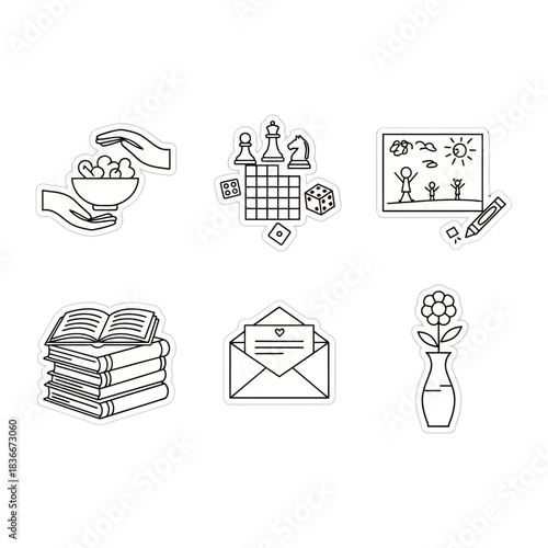 educational stickers with study themes illustrating learning concepts in a journal creating playful and decorative elements for notebook embellishment.