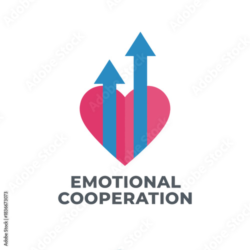 Emotional cooperation showing upward growth two arrows rising from a heart illustration symbolizing positive relationships and mental well-being for wellness blogs