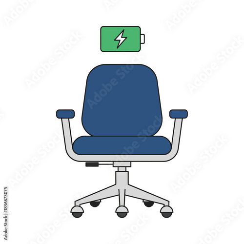 energized office chair illustrating peak productivity an office chair with a full battery symbolizing energy and performance perfect for blogs web design and presentations