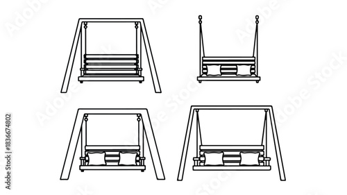 Swing Set Icon Set with Different Swing Positions