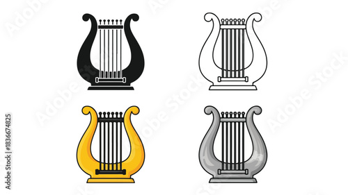 Lyra (Lyre) Harp Icon Set in Multiple Styles