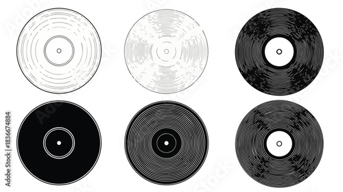 Vinyl Record Icon Set in Multiple Styles and Conditions
