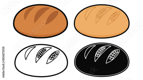 Bread Loaf Icon Set in Multiple Styles