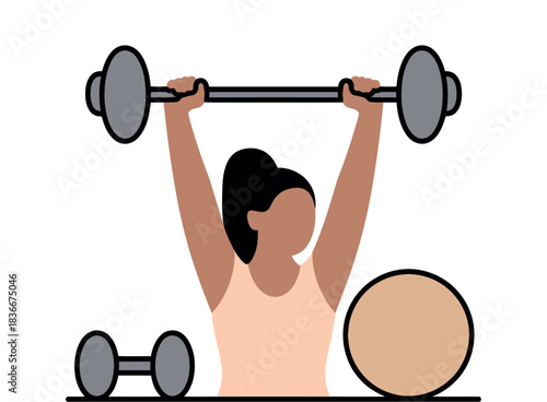A person lifts weights and exercises with a fitness ball, symbolizing strength and health.