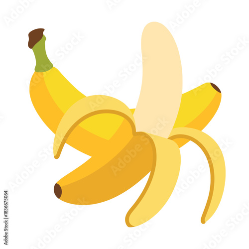 A ripe banana is peeled back to reveal its sweet, creamy flesh, ready to eat.