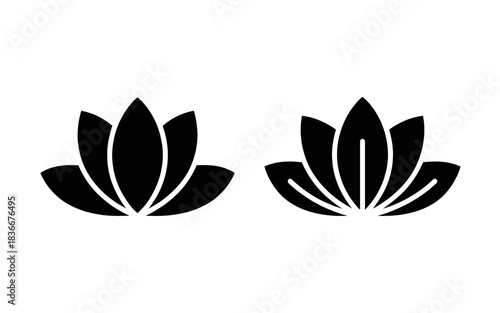 Two black lotus flower symbols are centered