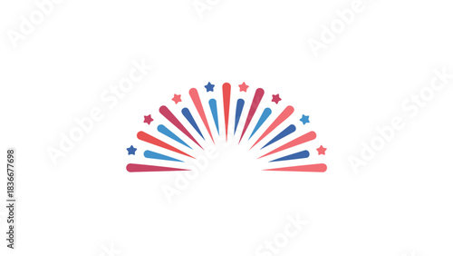 Abstract sunburst with stars patriotic graphic design element for celebrations and holidays isolated on white background