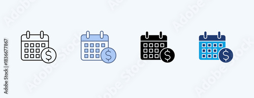 Monthly Budget Multiple Icon Illustration Vector