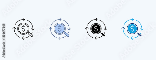 Money Tracking Multiple Icon Illustration Vector